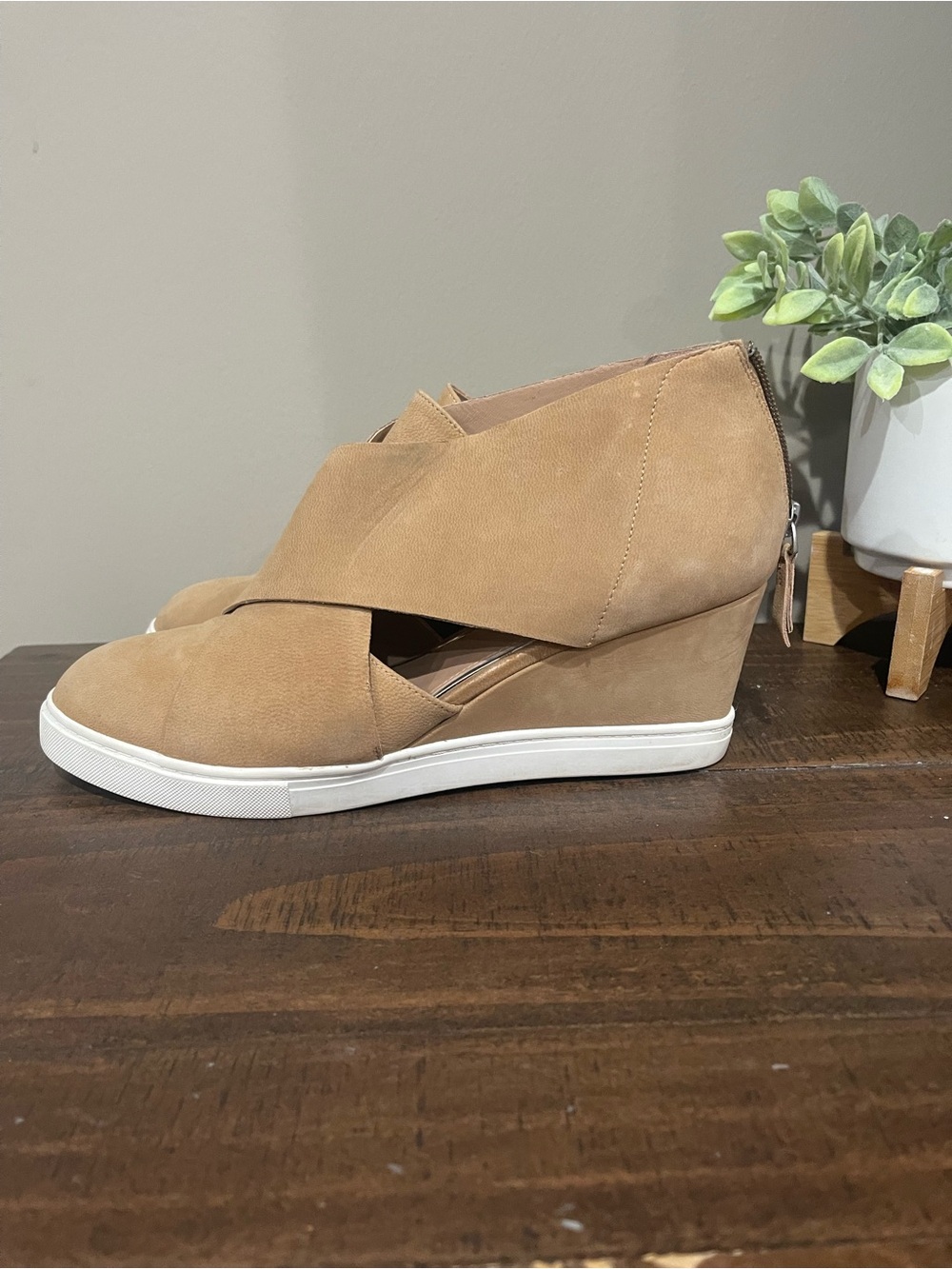 Paolo Tan Suede Wedge Sneaker Booties